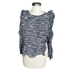 MISA LOS ANGELES Karine Blue Fringe Pullover Sweater Women's Size XS Navy Chic
